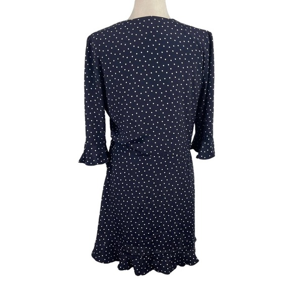 LOFT Polka Dot Wrap Ruffled V-Neck Romper in Navy & White Size 6 Skort Dress - Picture 13 of 16